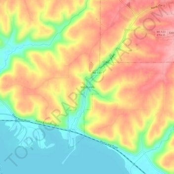 Van Buren地形图、海拔、地势