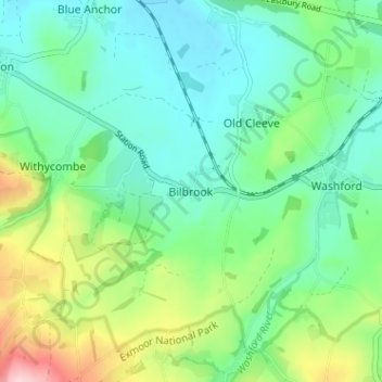 Bilbrook地形图、海拔、地势
