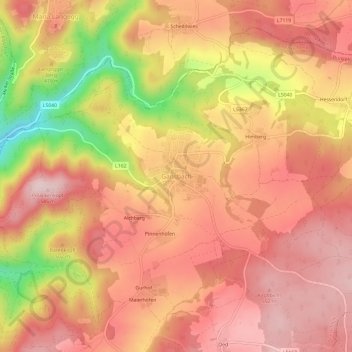 Gansbach地形图、海拔、地势