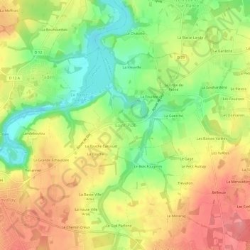 Saint-Piat地形图、海拔、地势