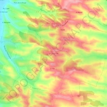 Le Touarnet地形图、海拔、地势