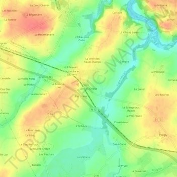 Le Bois Orieux地形图、海拔、地势