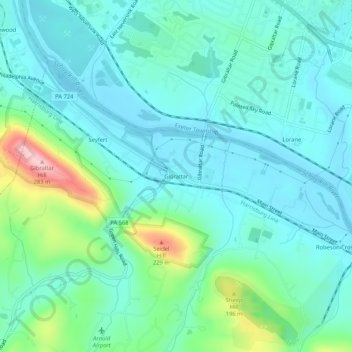Gibraltar地形图、海拔、地势