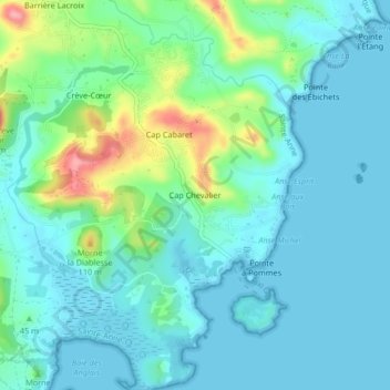 Cap Chevalier地形图、海拔、地势