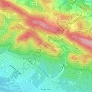 Plasegge地形图、海拔、地势