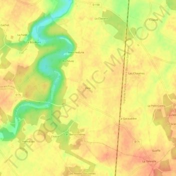 Fleix地形图、海拔、地势