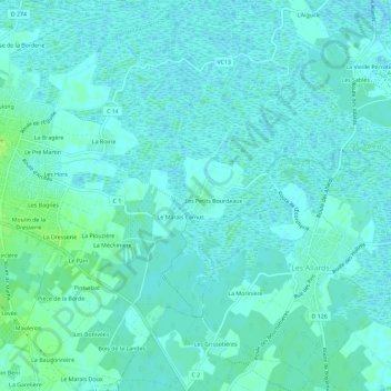 Arceau地形图、海拔、地势