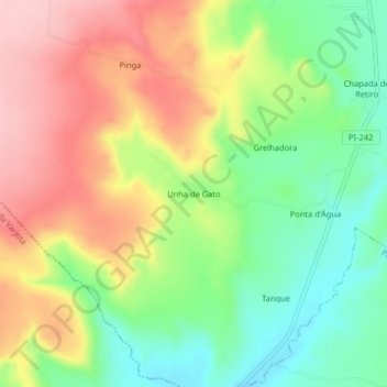 Unha de Gato地形图、海拔、地势