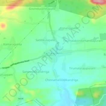 Pachikapalem地形图、海拔、地势