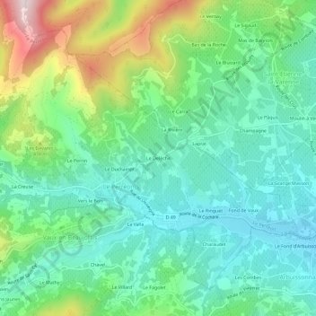 Le Delèche地形图、海拔、地势