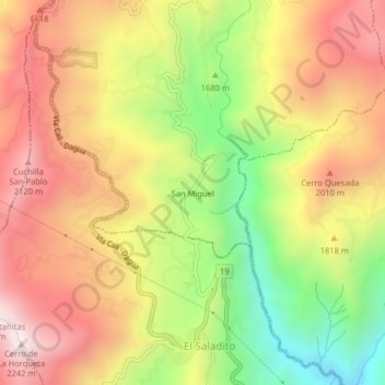 San Miguel地形图、海拔、地势