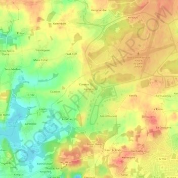 Kerbérel地形图、海拔、地势