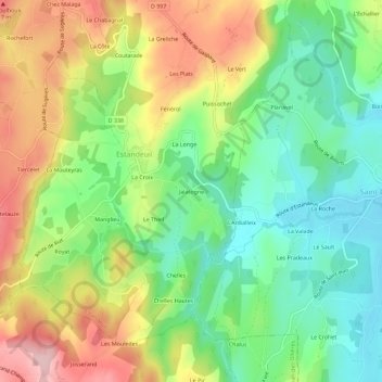 Jalatogne地形图、海拔、地势