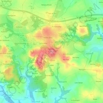 Le Miniou地形图、海拔、地势
