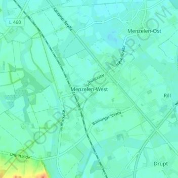 Menzelen-West地形图、海拔、地势
