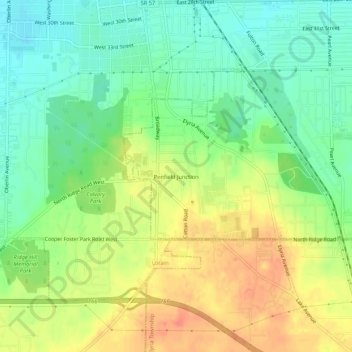 Penfield Junction地形图、海拔、地势