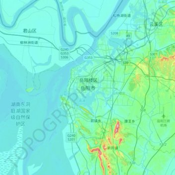 岳阳市地形图、海拔、地势
