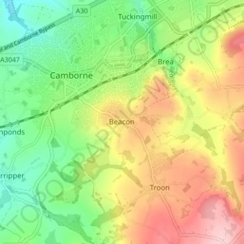 Beacon地形图、海拔、地势