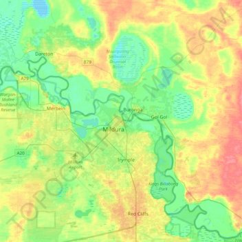 Mildura地形图、海拔、地势