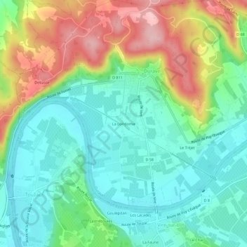 La Bondomie地形图、海拔、地势