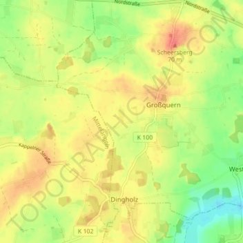 Quern-Bargfeld地形图、海拔、地势