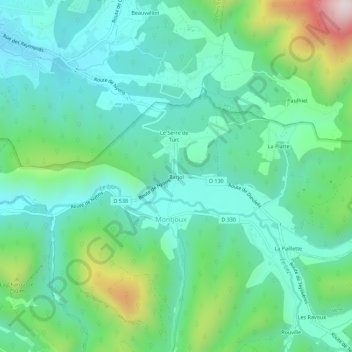 Barjol地形图、海拔、地势