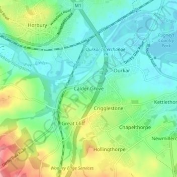 Calder Grove地形图、海拔、地势