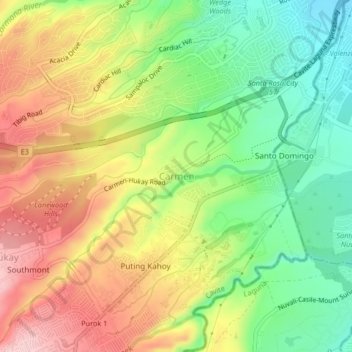 Carmen地形图、海拔、地势