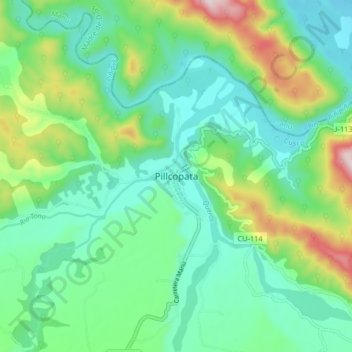 Pillcopata地形图、海拔、地势