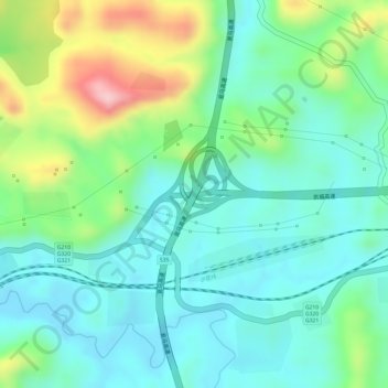 福泉南枢纽立交地形图、海拔、地势