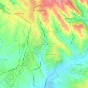 Colleverde地形图、海拔、地势