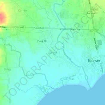 Santol地形图、海拔、地势