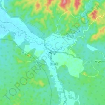Manja地形图、海拔、地势