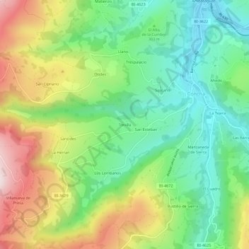Trevilla地形图、海拔、地势
