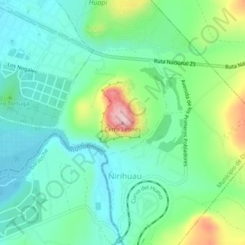 Cerro Leones地形图、海拔、地势