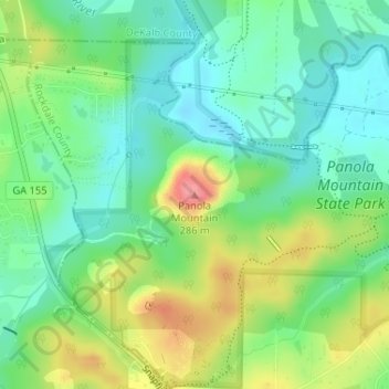Panola Mountain地形图、海拔、地势