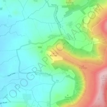 Pen Hill地形图、海拔、地势