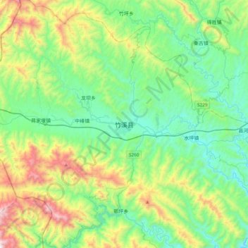 竹溪县地形图、海拔、地势