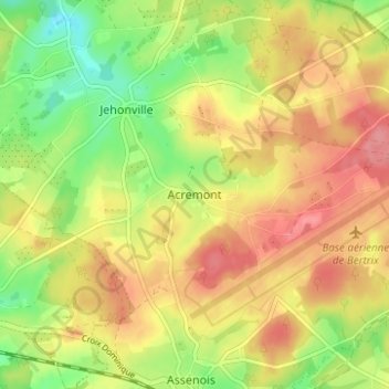 Acremont地形图、海拔、地势