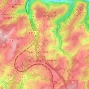 Linde地形图、海拔、地势