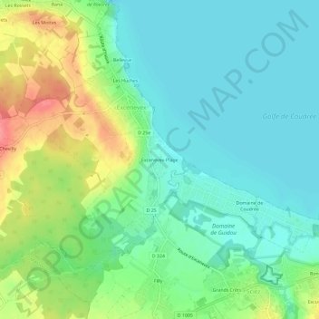 Excenevex-Plage地形图、海拔、地势