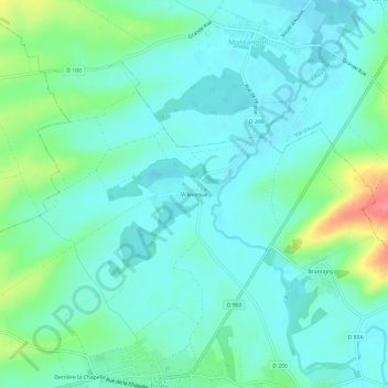 Villevoque地形图、海拔、地势