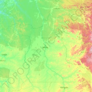 Maniema地形图、海拔、地势