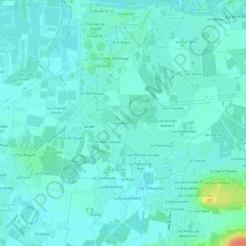 Les Buttes地形图、海拔、地势