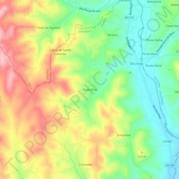 Fonte Fria地形图、海拔、地势