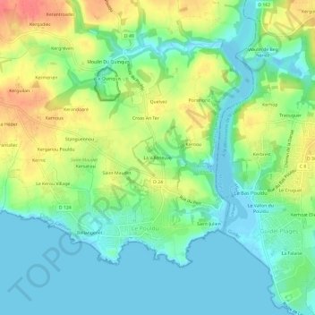 La Villeneuve地形图、海拔、地势