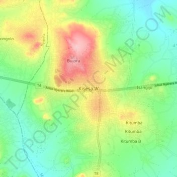 Kisesa 'A'地形图、海拔、地势