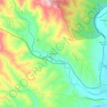 Los Santos地形图、海拔、地势