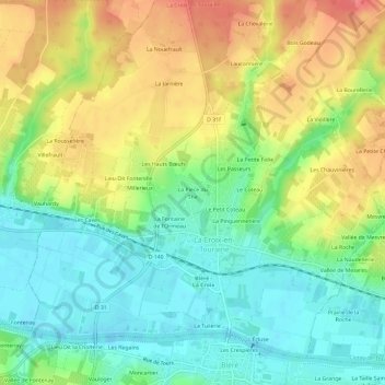 La Pièce du Thé地形图、海拔、地势
