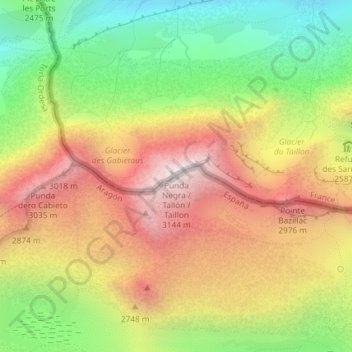Pic du Taillon地形图、海拔、地势